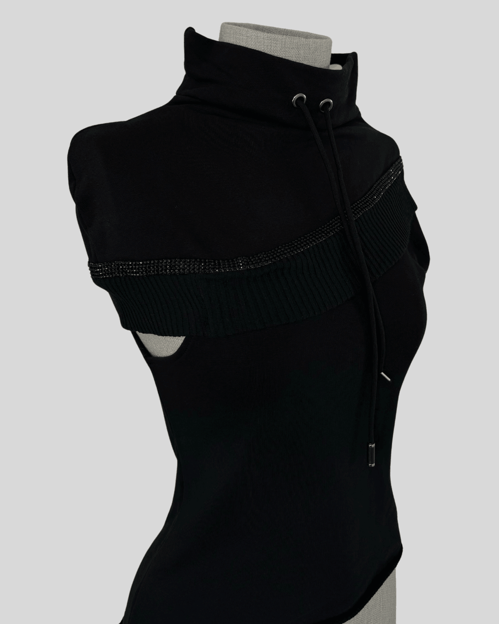 Asymmetrical Sleeve Black Blouse