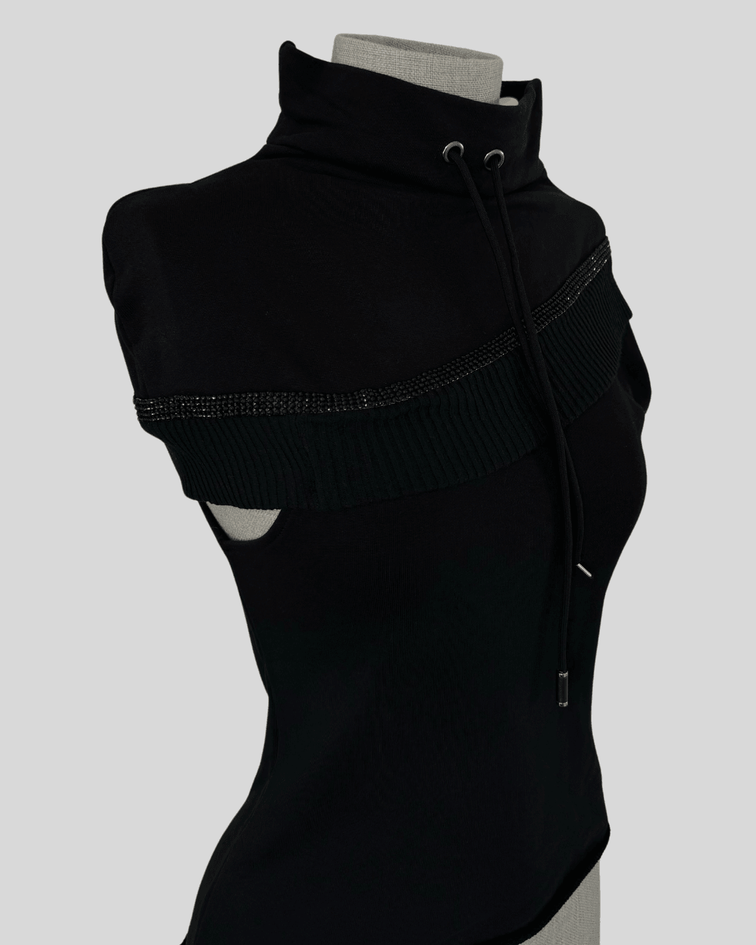 Asymmetrical Sleeve Black Blouse