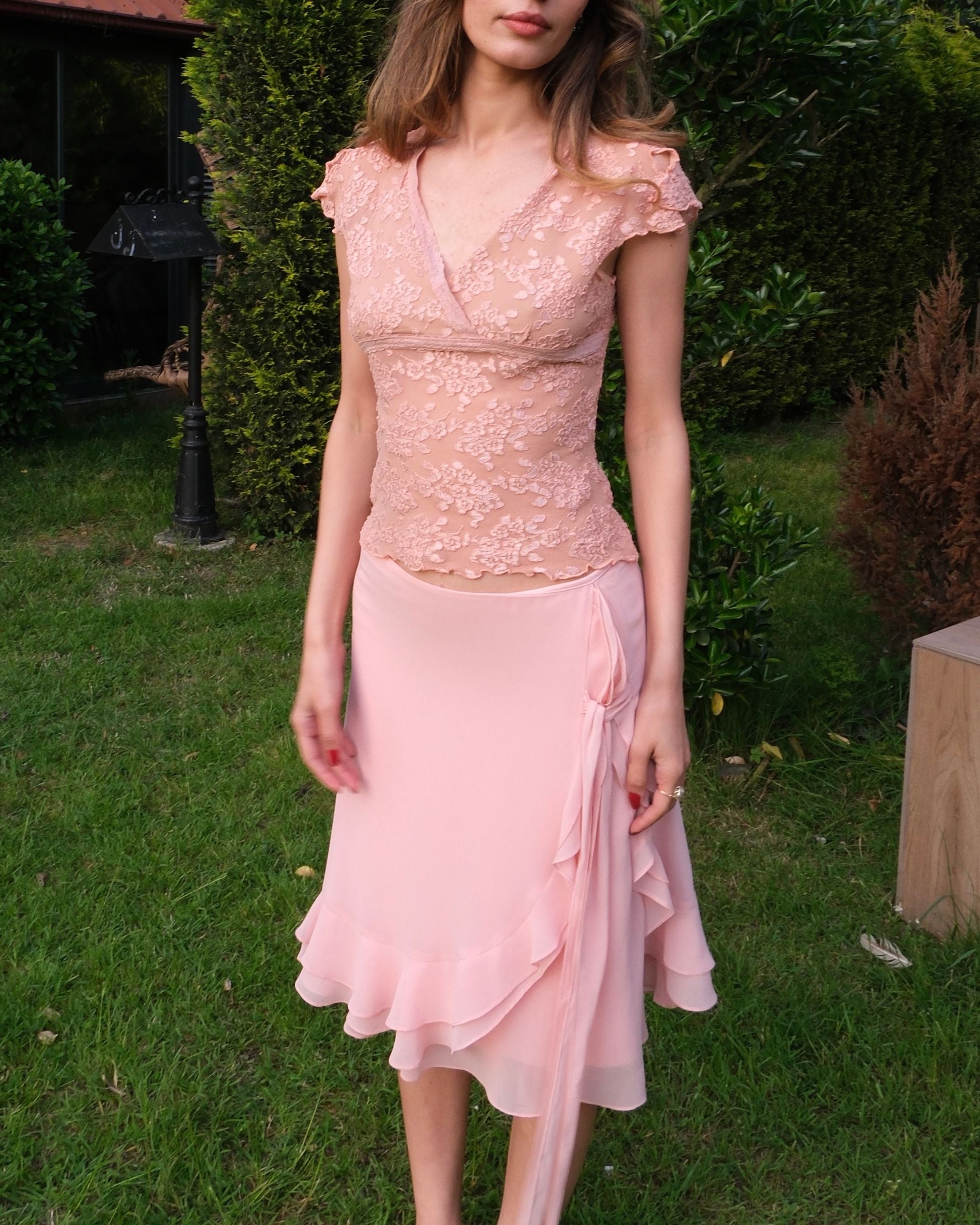 Pembe Şifon Etek