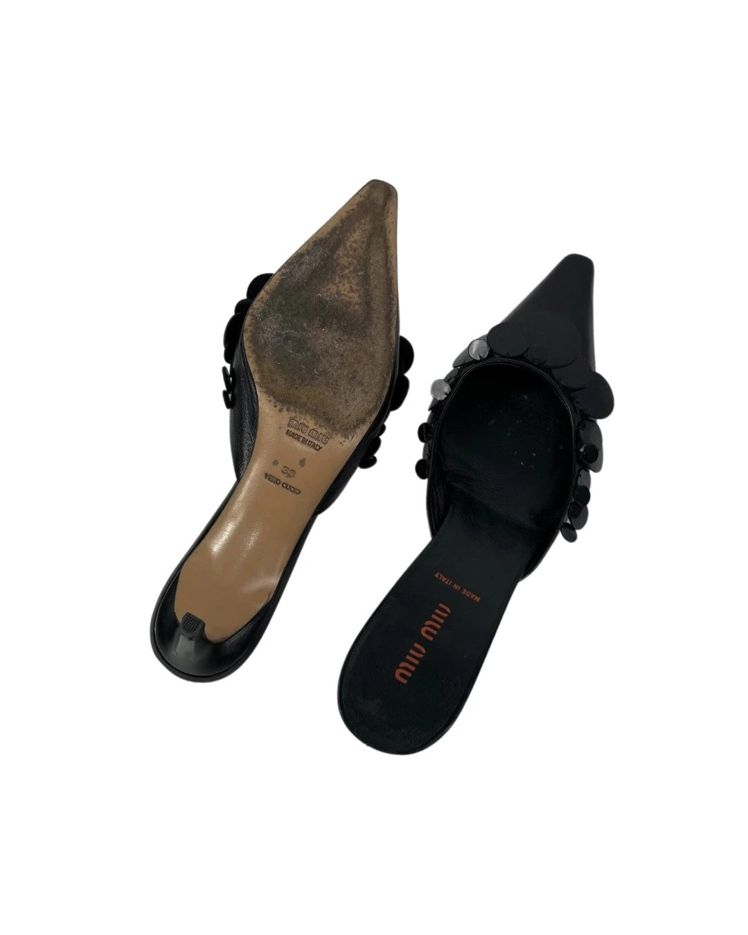 Miu Miu Sequin Detailed Heeled Slippers
