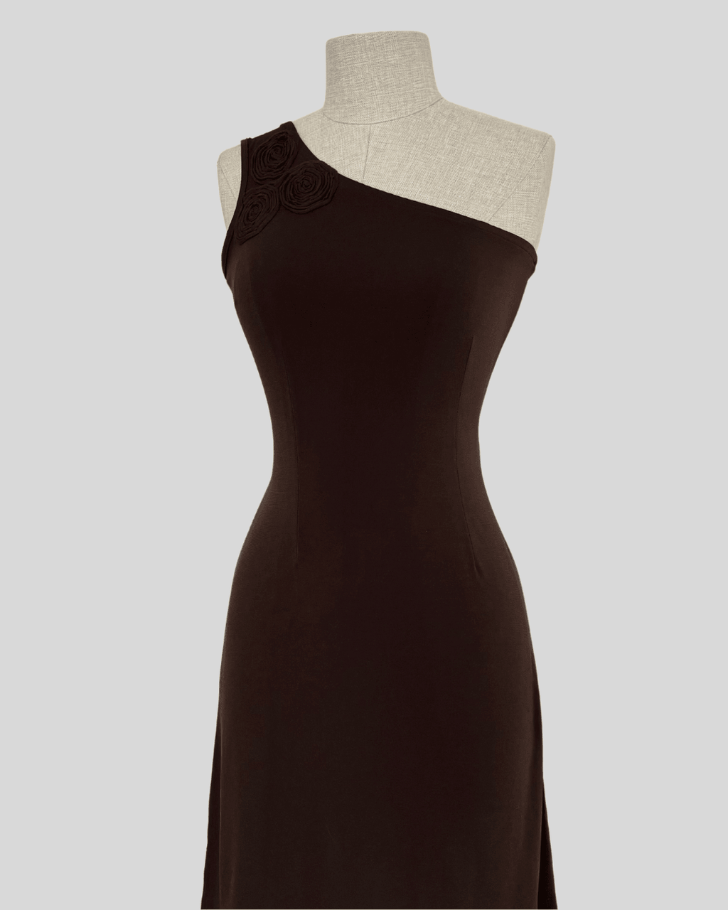 One-Shoulder Brown Dress