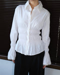 White Shirt with Gathered Detail