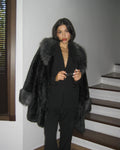Black Plush Fur with Gray Collar