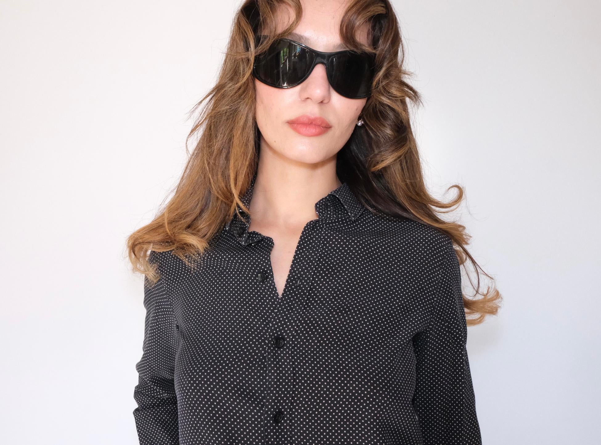 Saint Laurent Puantiye İpek Gömlek