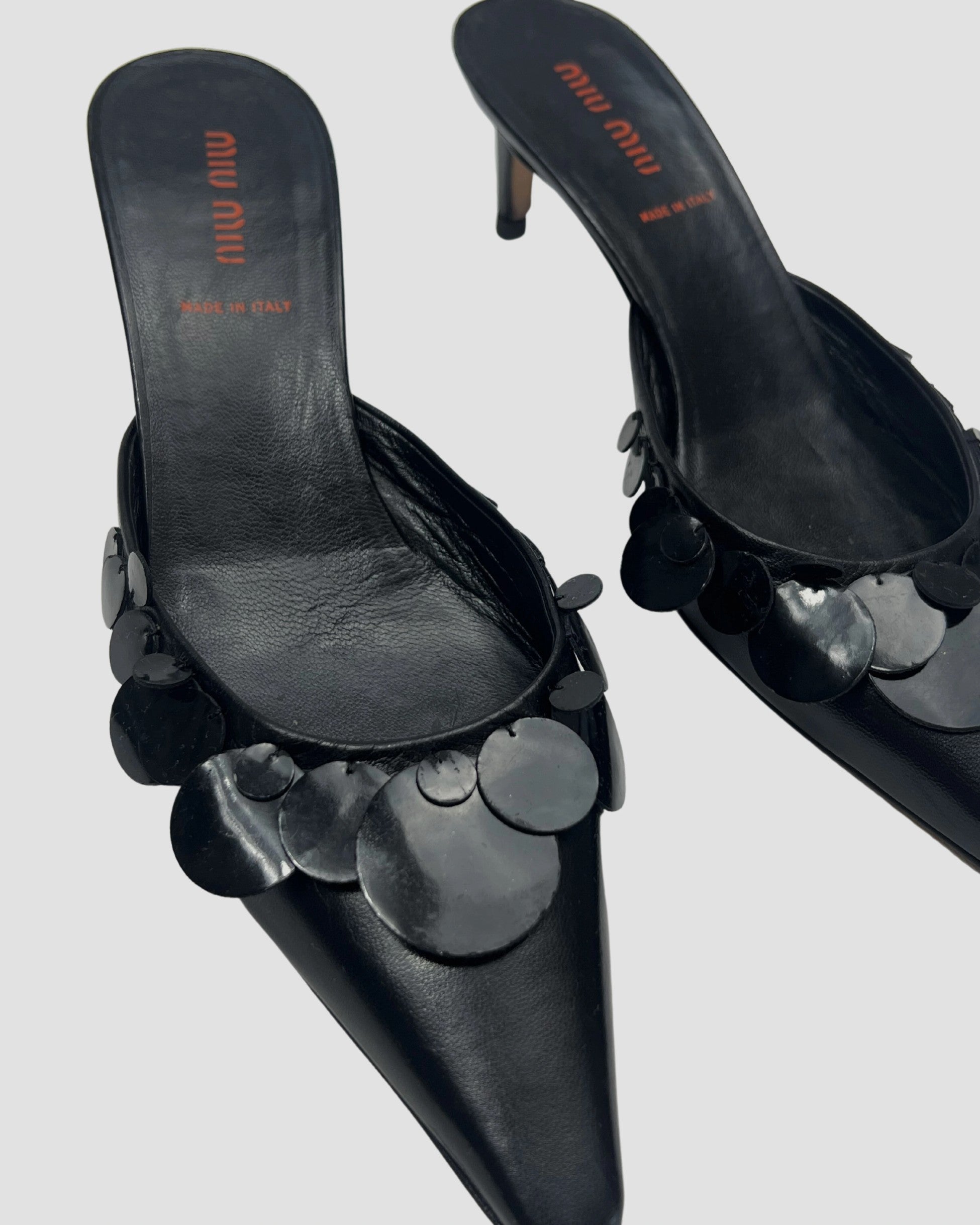 Miu Miu Sequin Detailed Heeled Slippers