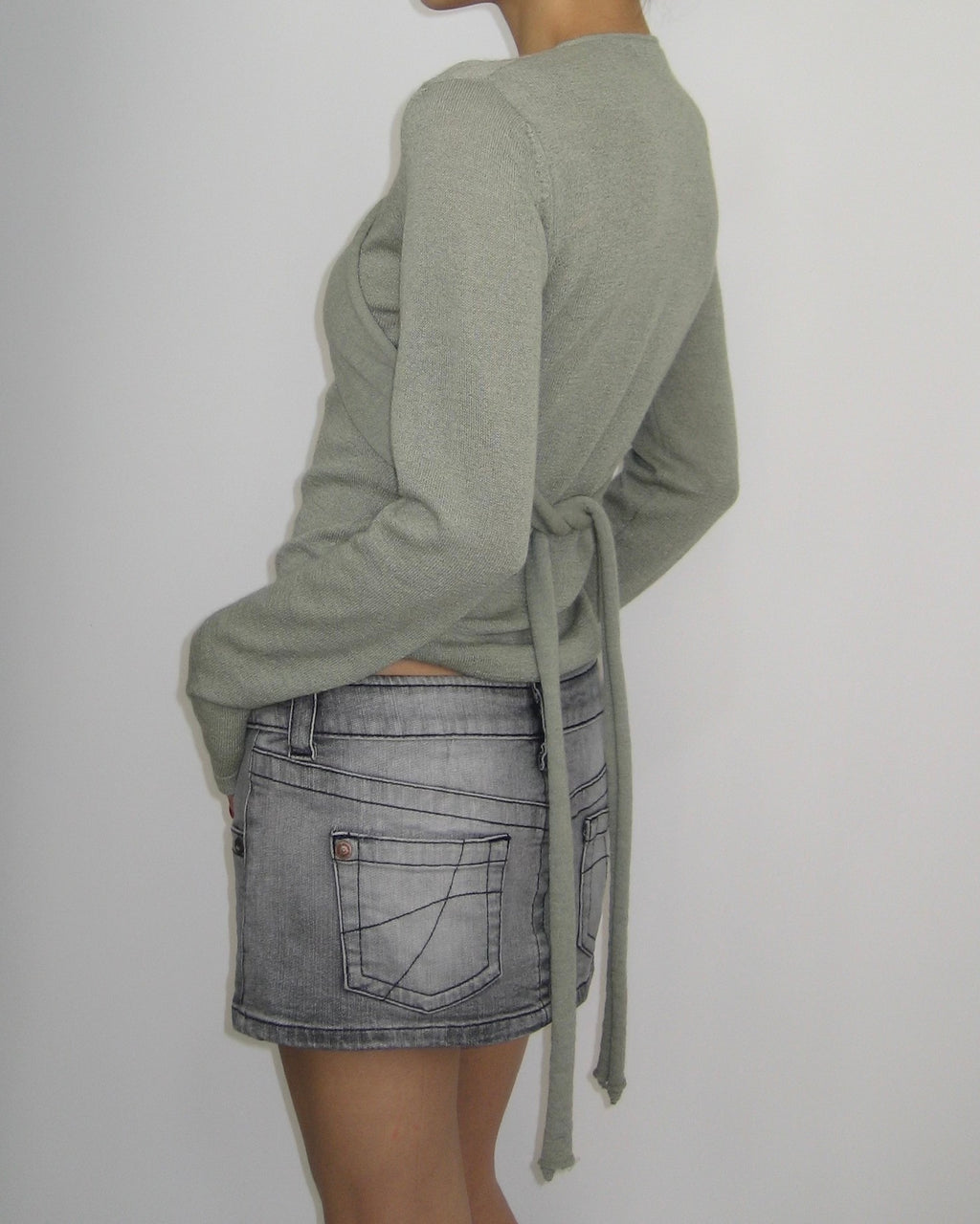 Green Sweater with Rose Details