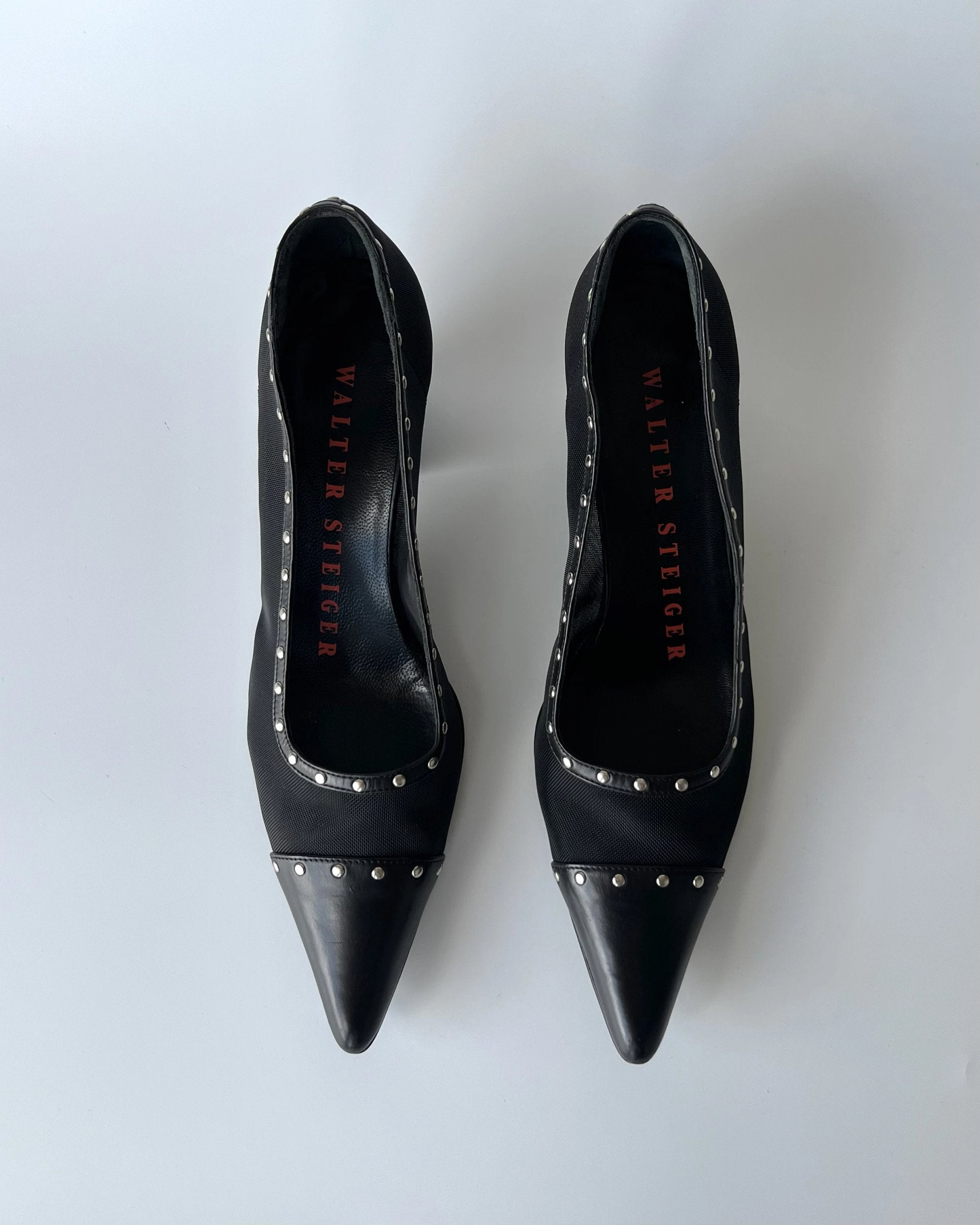 Black High Heel Shoes with Stud Detail