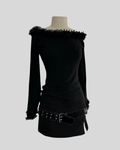Morgan Black Boat Neck Blouse