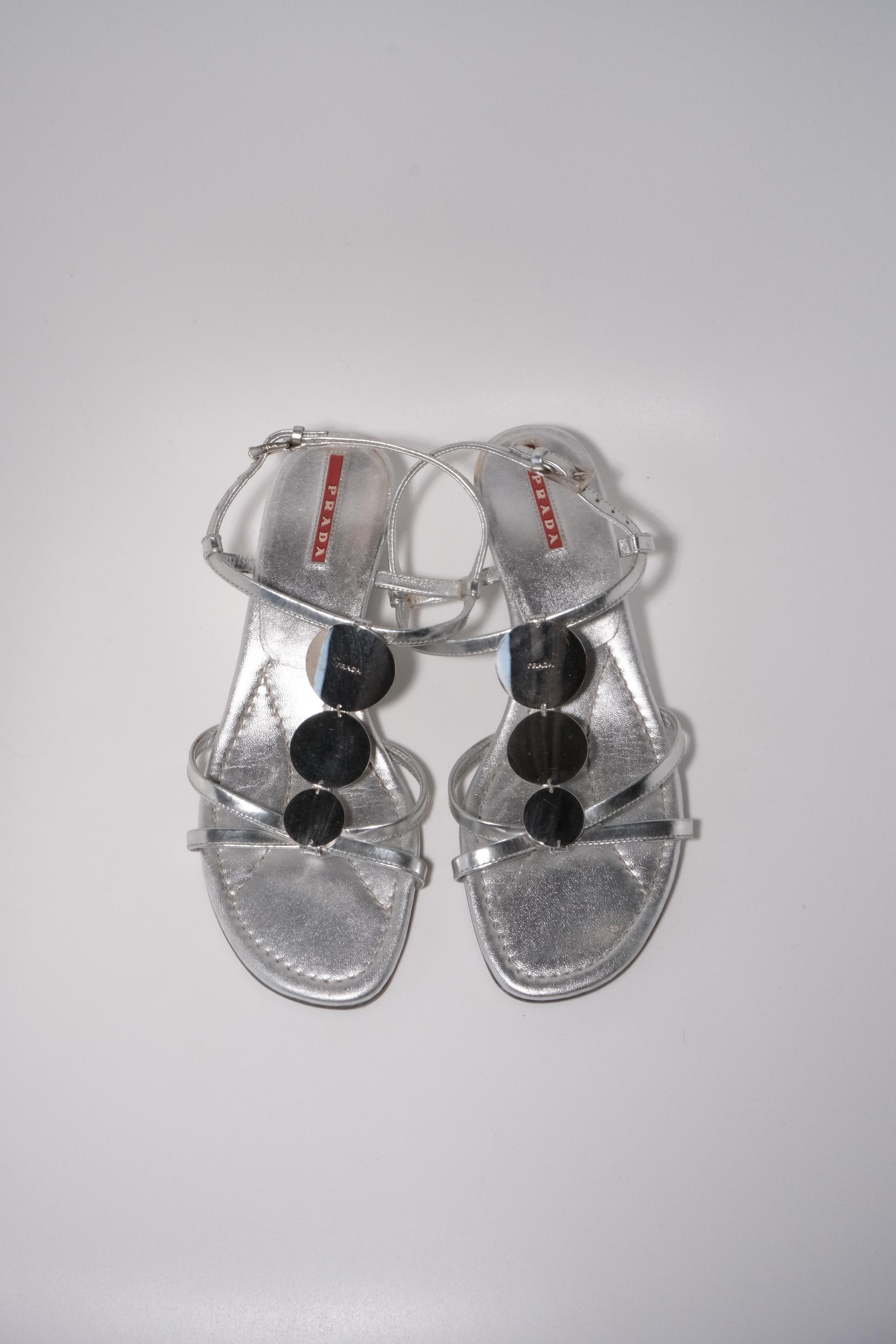 Prada Gümüş Sandalet