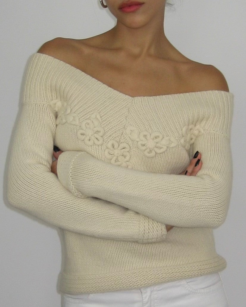 Blumarin Boat Neck Cream Sweater
