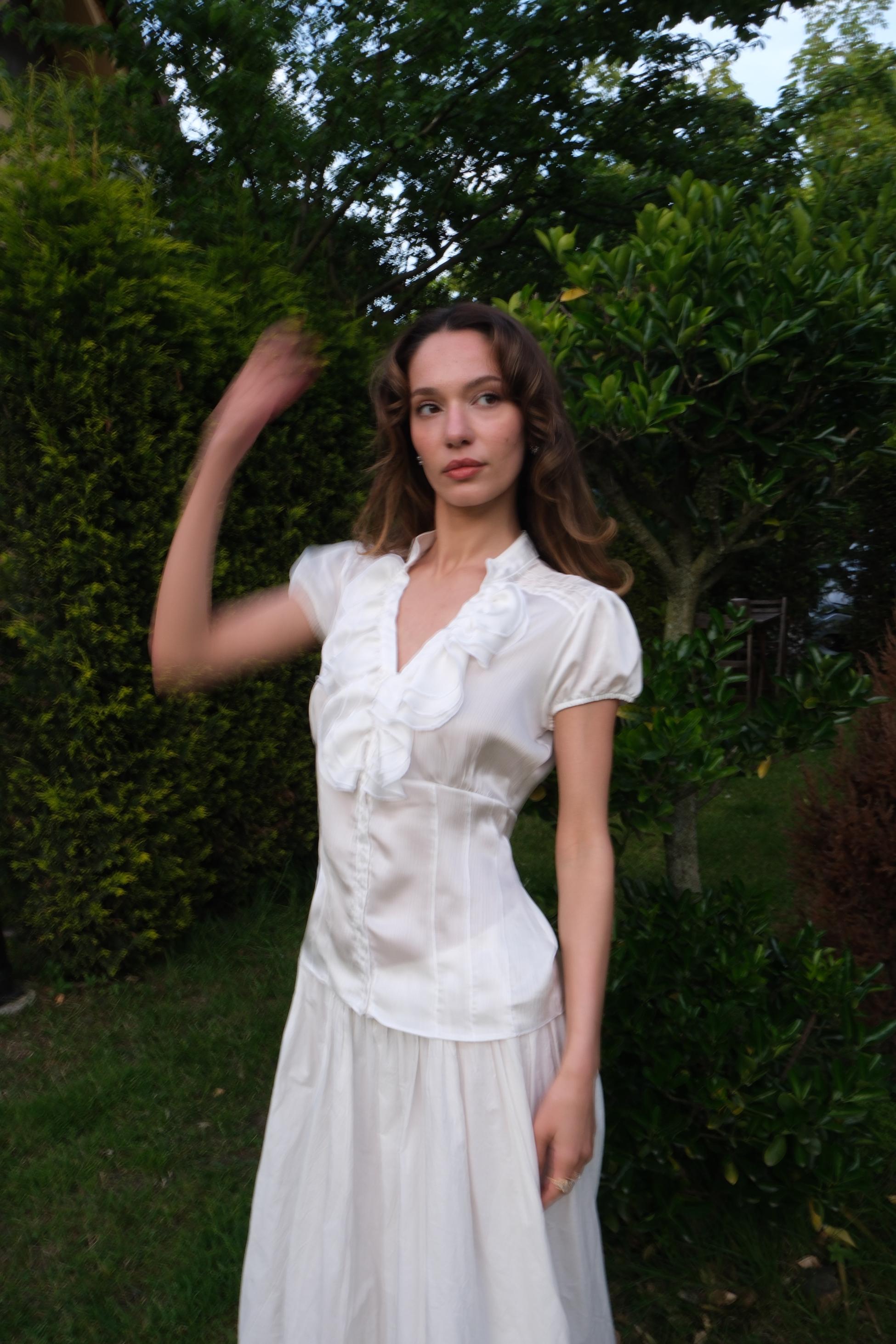 Ecru Blouse with Collar Detail