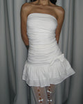 White Strapless Dress with Bow Detail