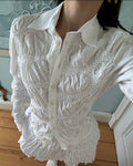 White Shirt with Gathered Detail