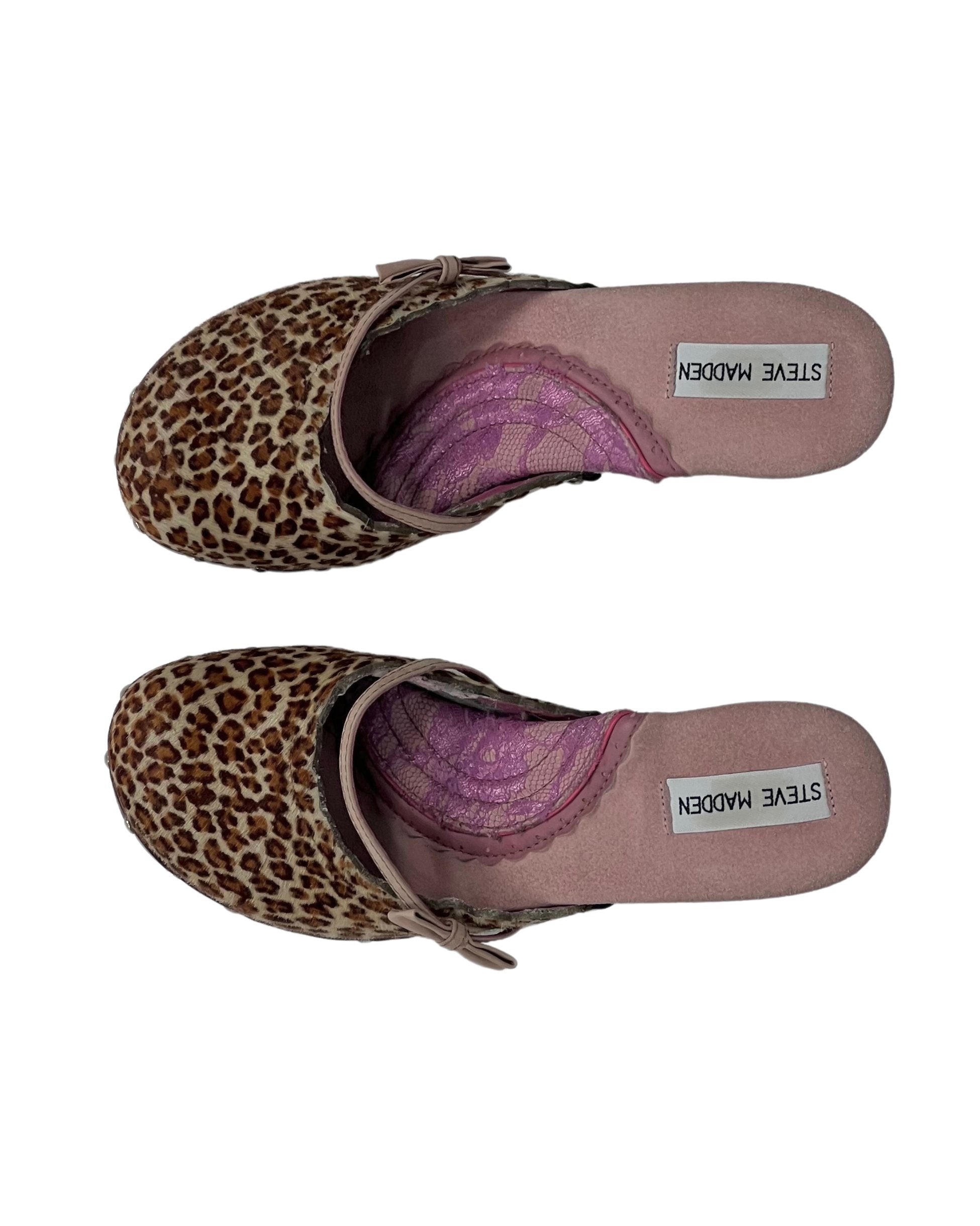 Steve Madden Leopard Print Heeled Slippers