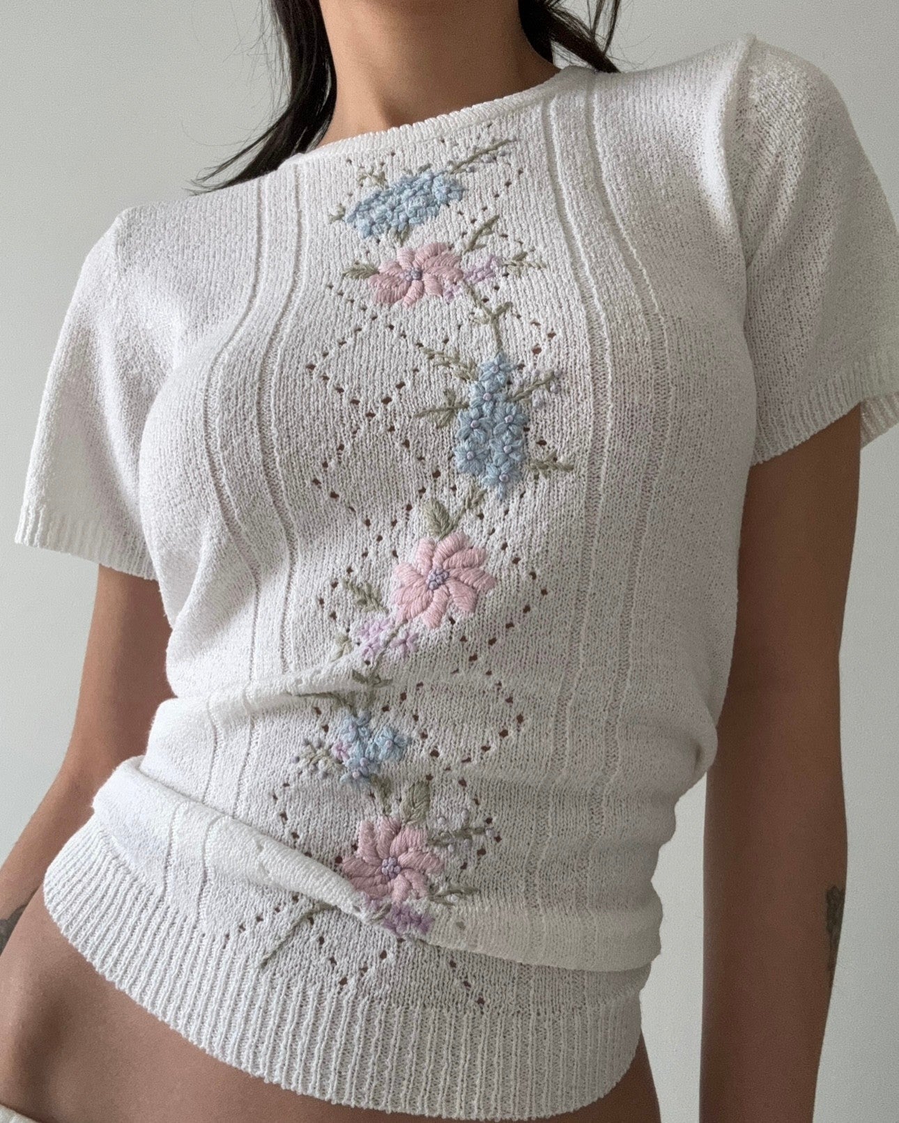 Floral Embroidered Knit Top