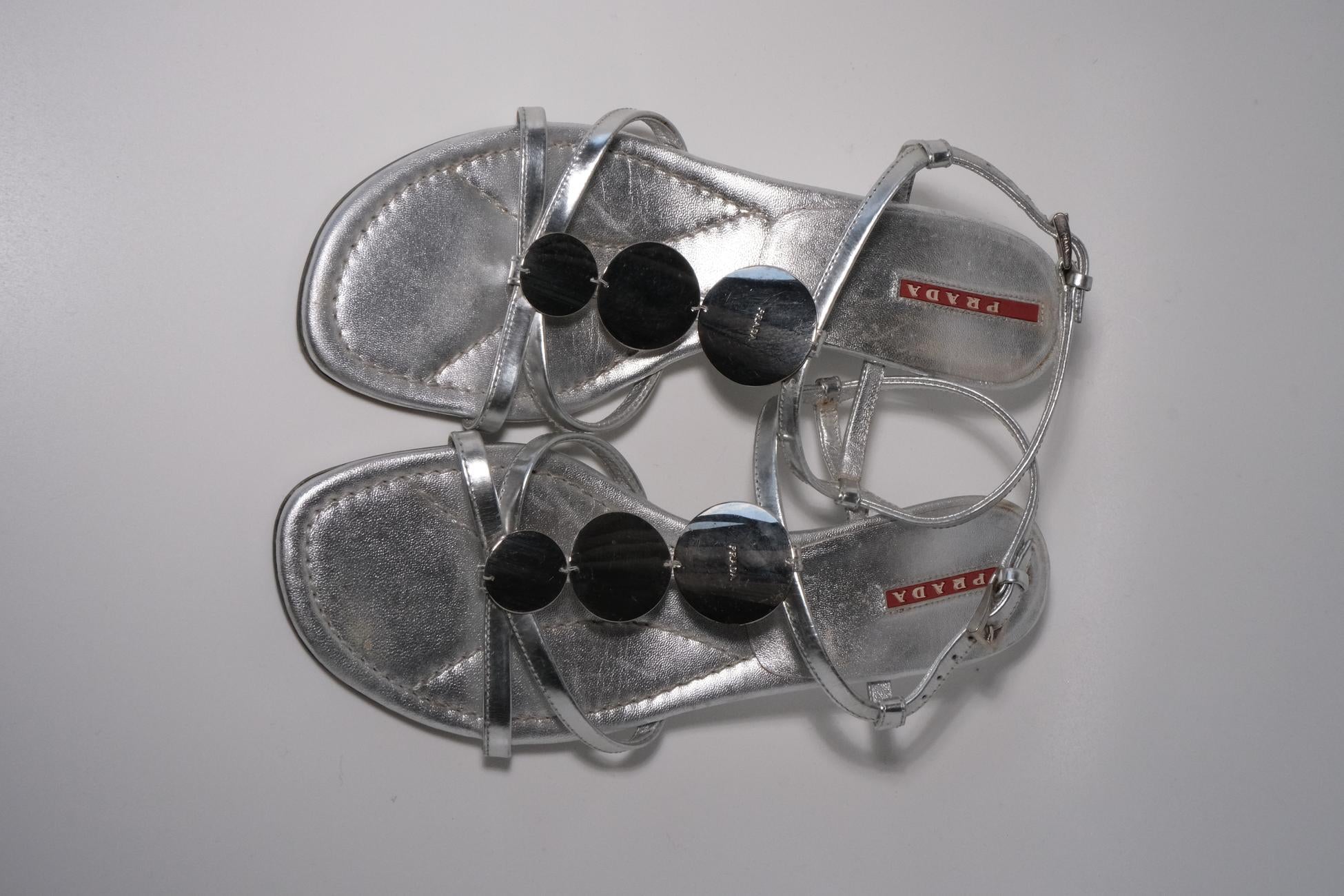 Prada Gümüş Sandalet