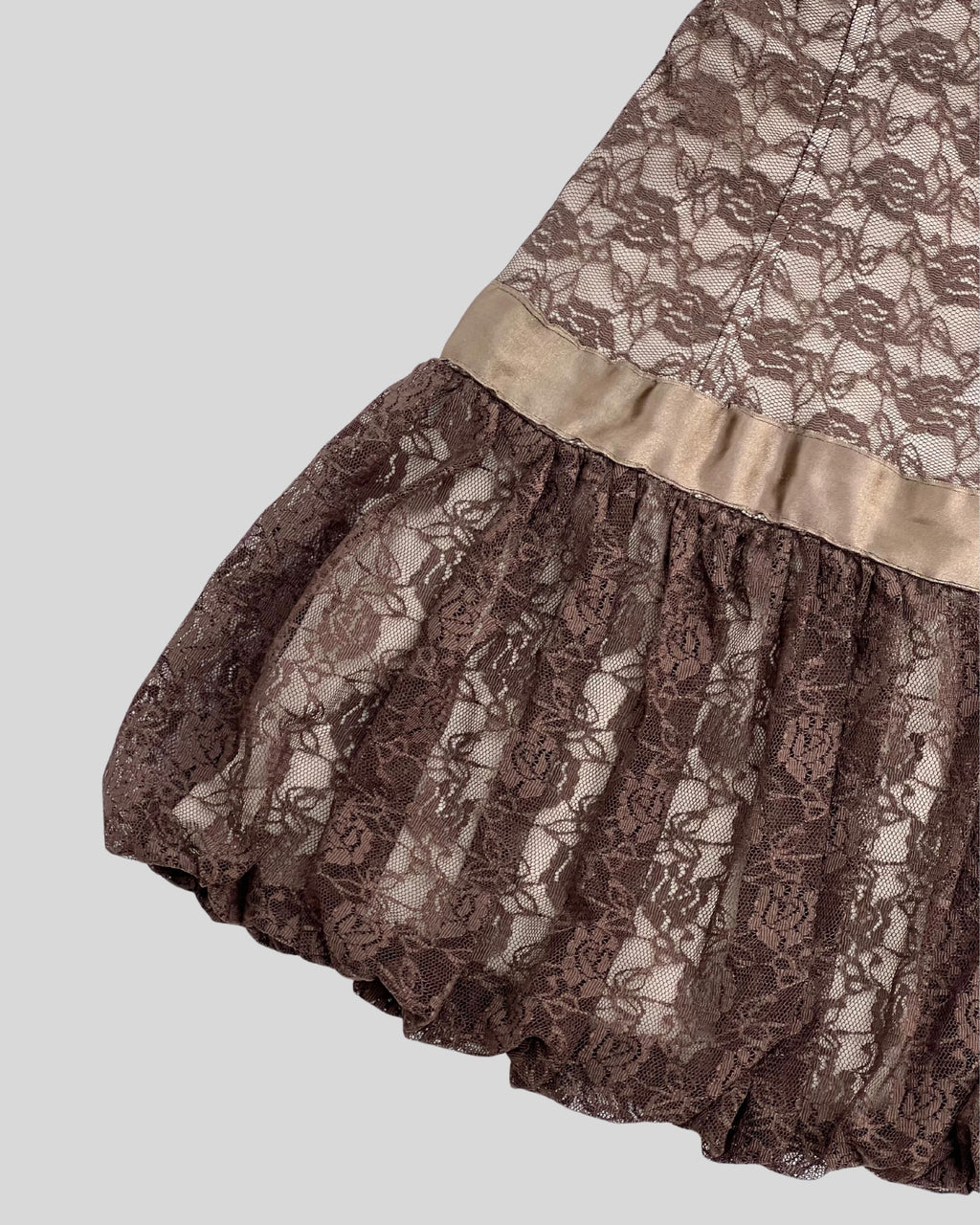 Brown Mini Dress with Lace Detail