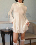 Floral Detailed Wool Dress