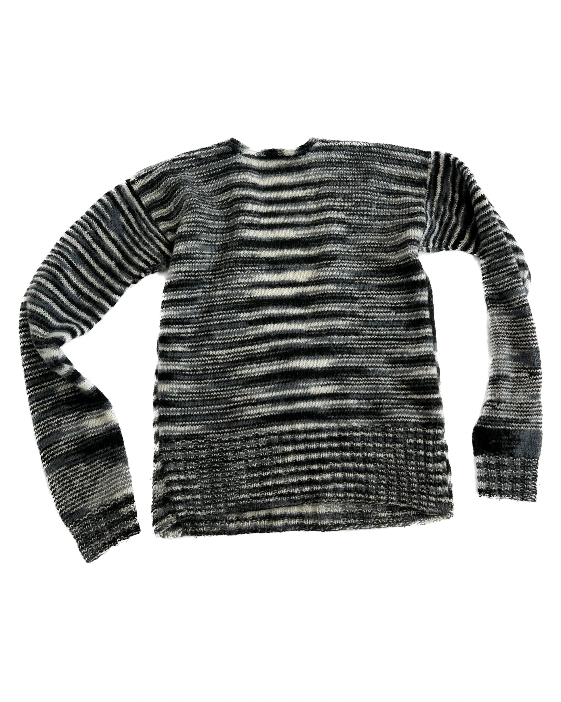Gray Striped Wool Sweater