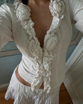 White Shirt with Rose Details