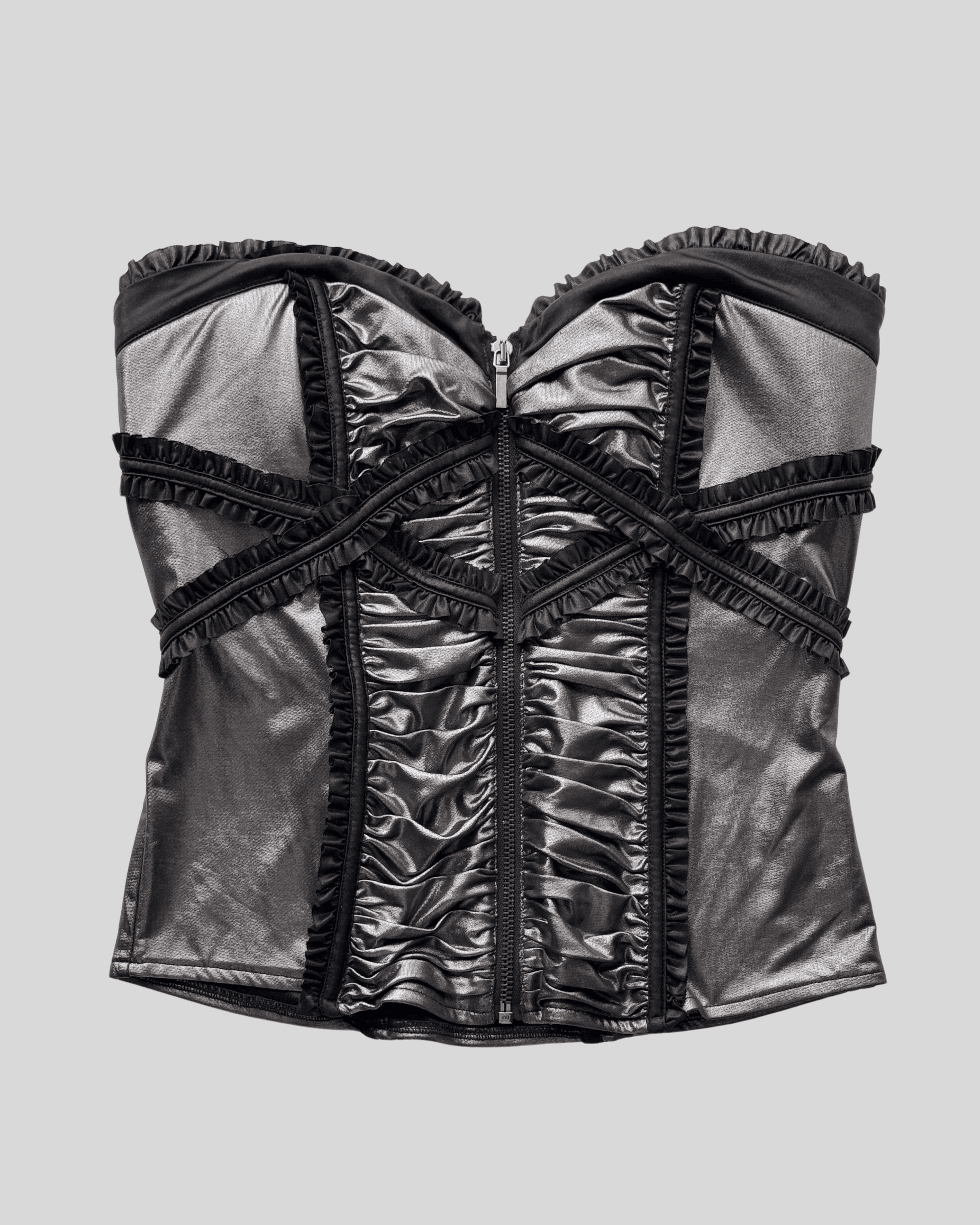 Bebe Shiny Gray Bustier