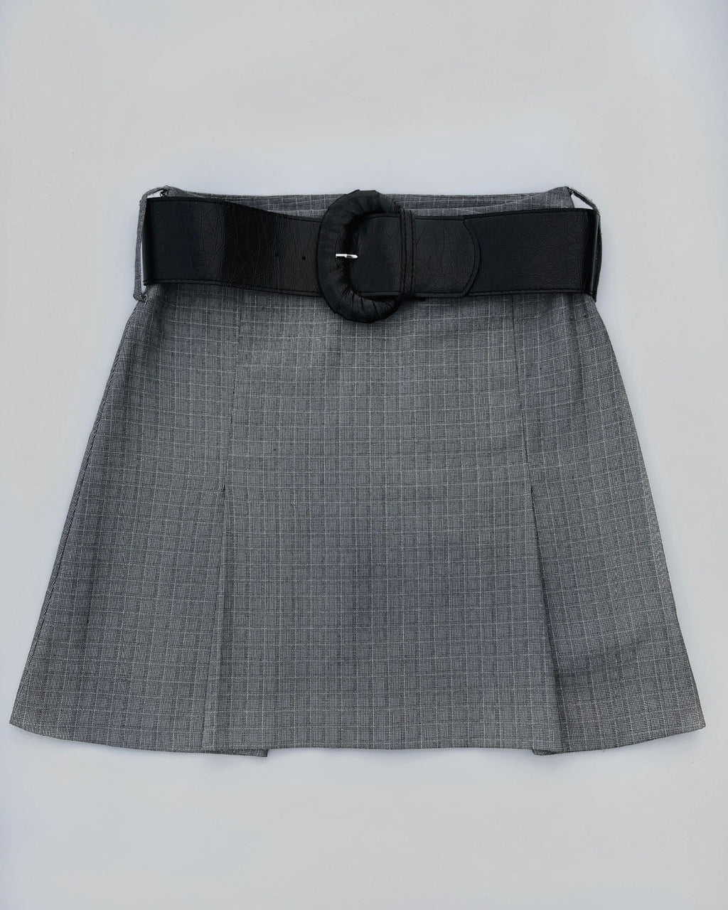 Vintage Kemerli Gri Etek
