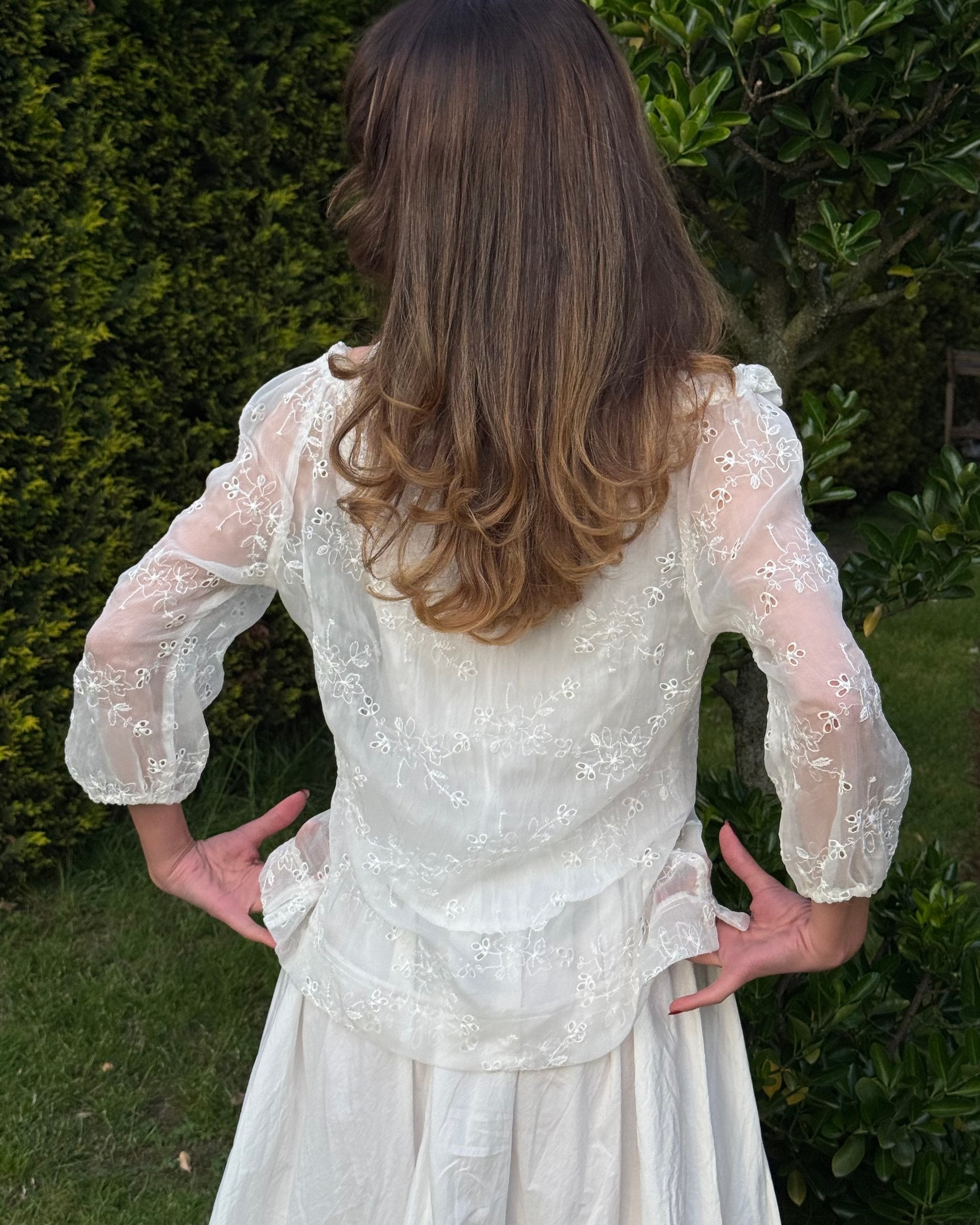 Off-Shoulder Sheer Blouse