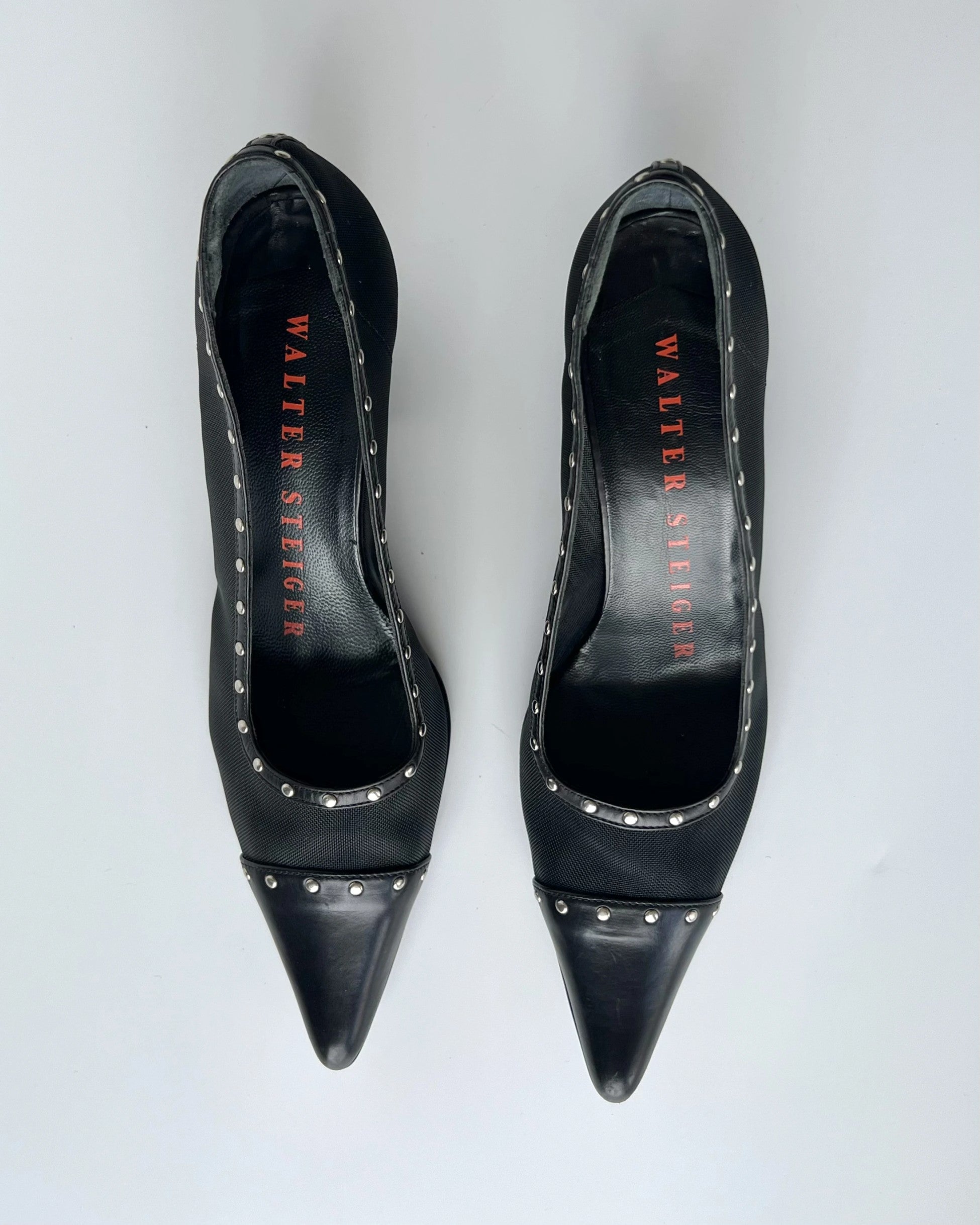Black High Heel Shoes with Stud Detail