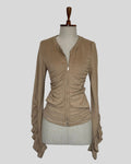 Pleated Beige Cardigan