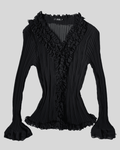 Black Blouse with Collar Detail