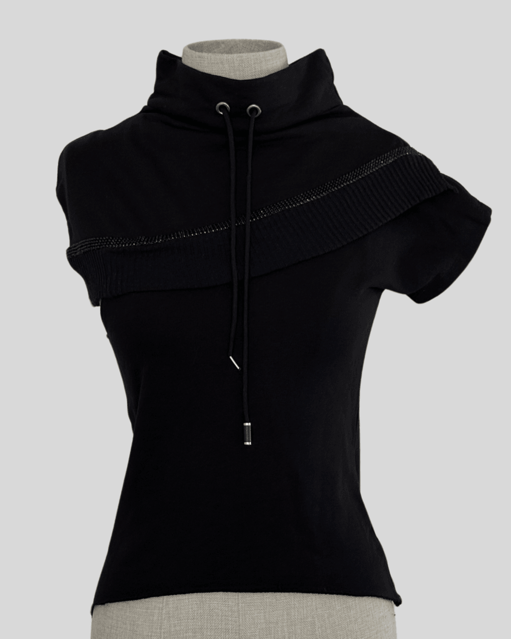 Asymmetrical Sleeve Black Blouse