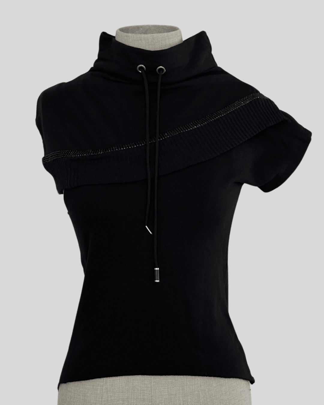 Asymmetrical Sleeve Black Blouse