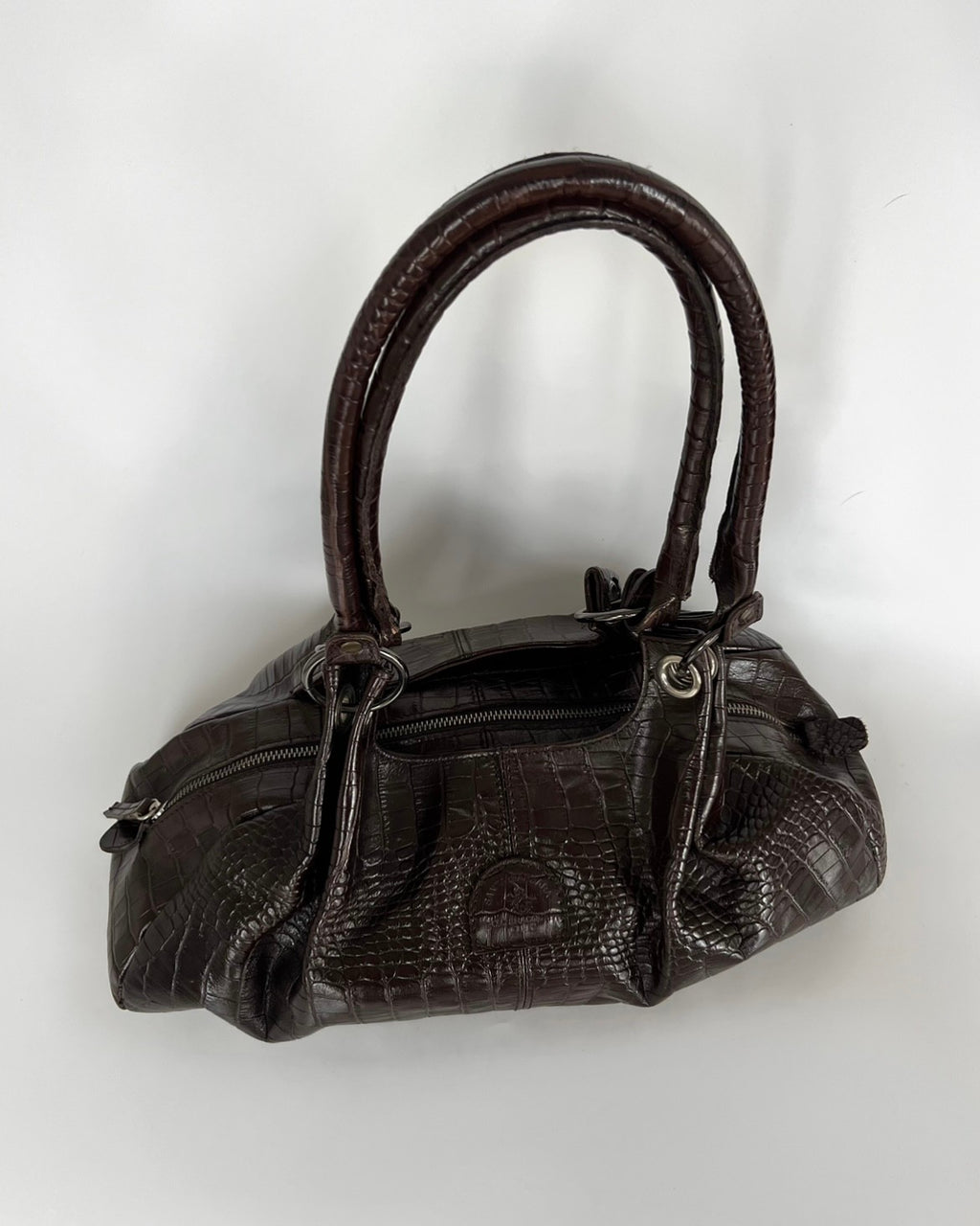 Brown Croc Patterned Bag