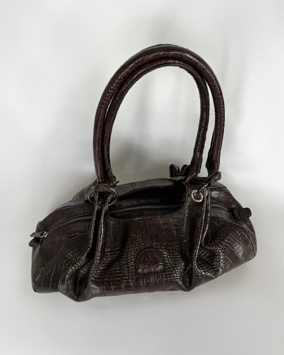 Brown Croc Patterned Bag