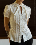 Short Sleeve Shirt with Collar Detail
