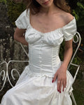 Buttoned Satin Bustier