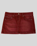 Red Mini Denim Skirt