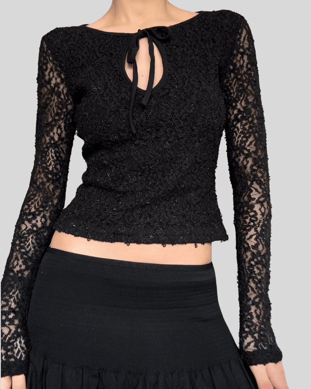 Black Blouse with Lace Detail