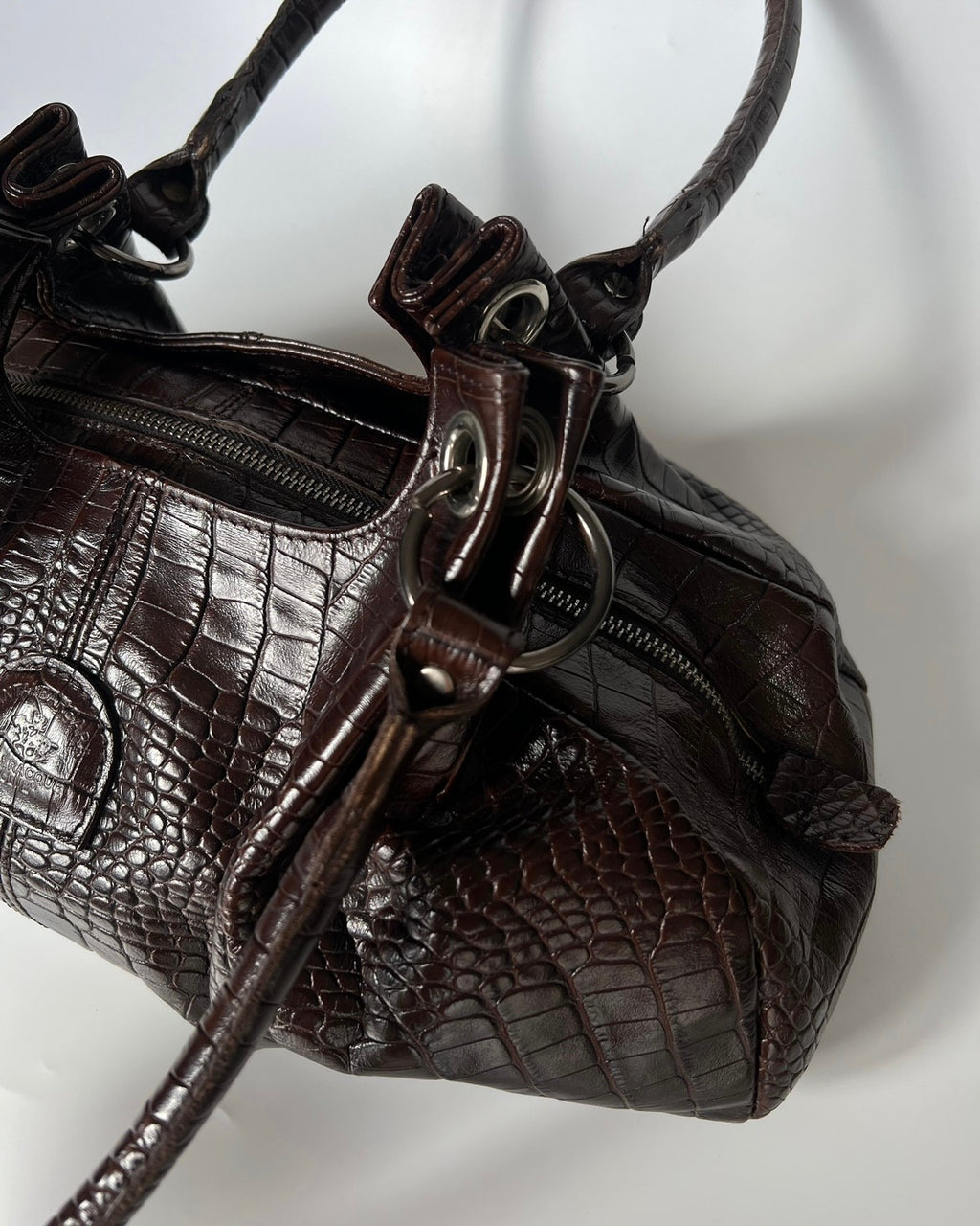 Brown Croc Patterned Bag
