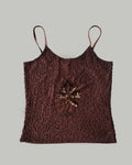 Embroidered Brown Strap Top