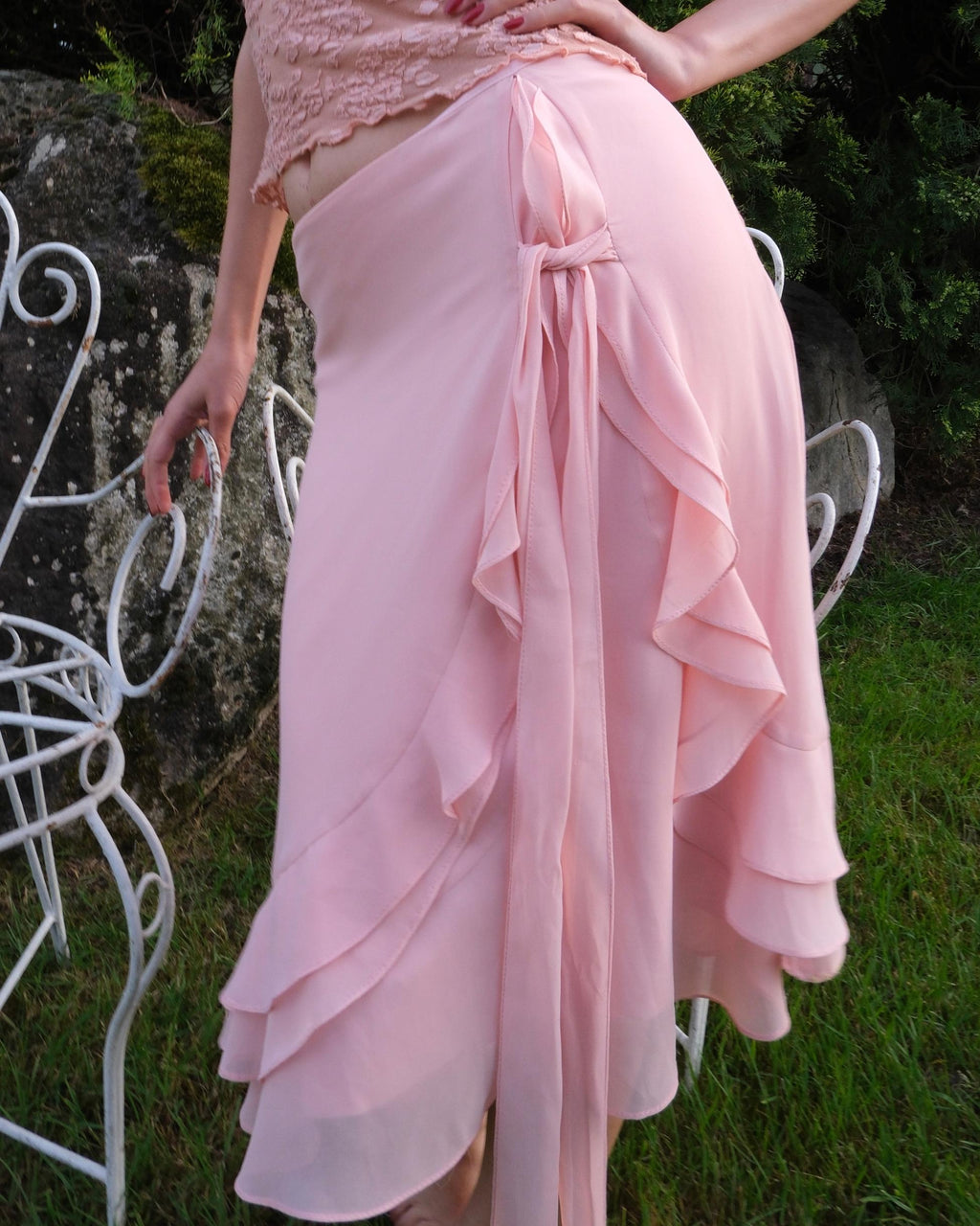 Pembe Şifon Etek