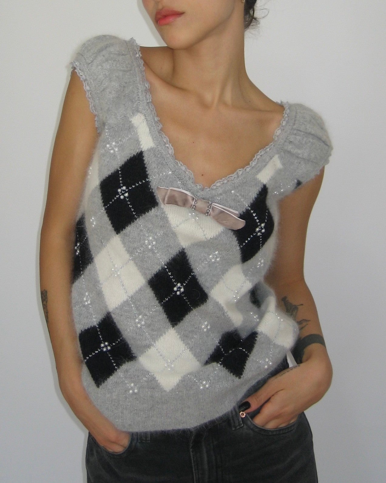 Plaid Gray Sweater
