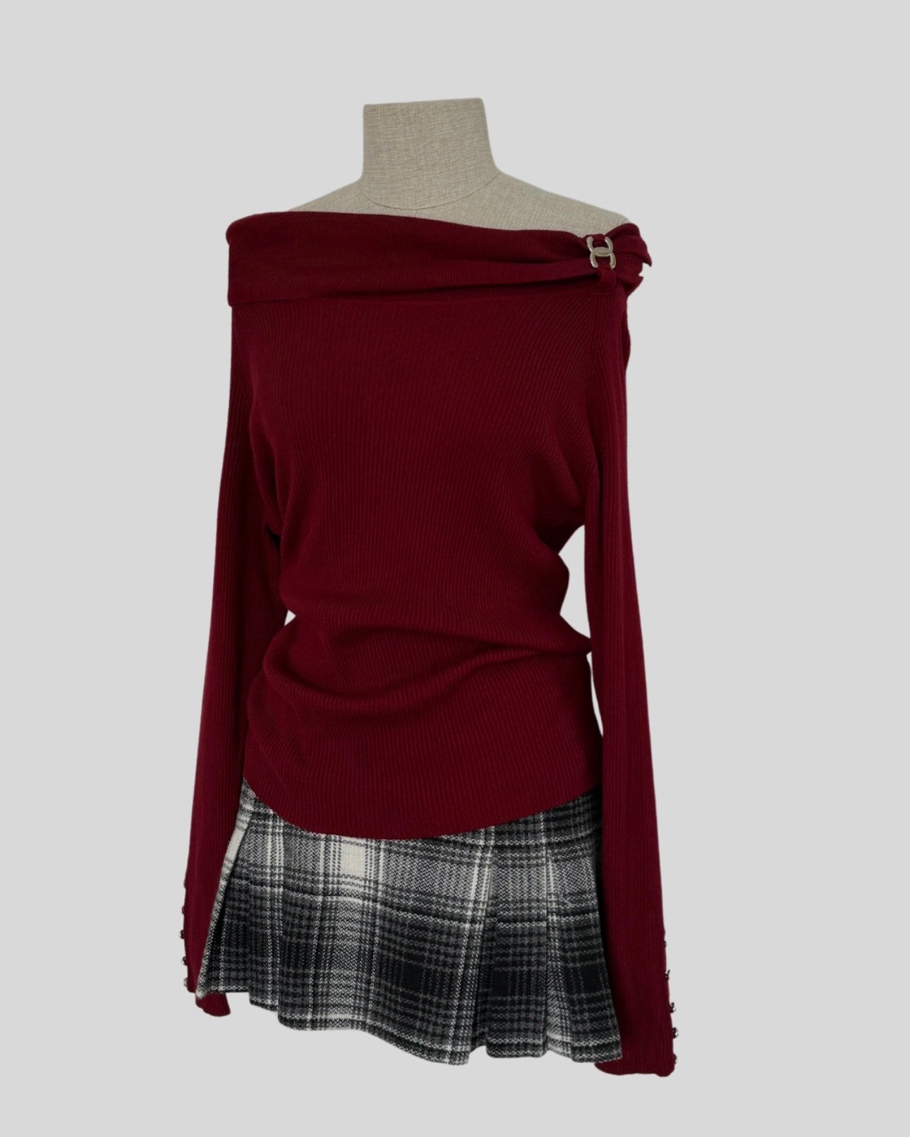 Madonna Collar Burgundy Sweater