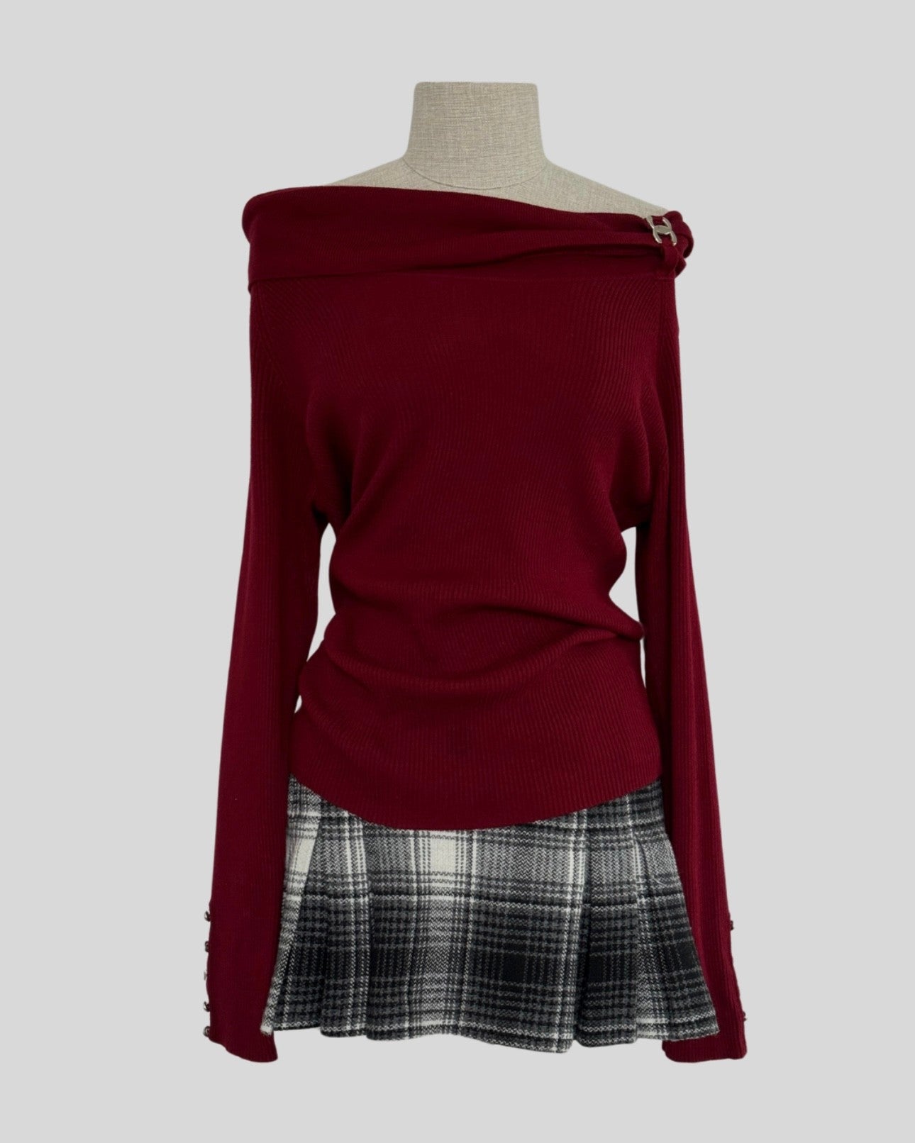 Madonna Collar Burgundy Sweater