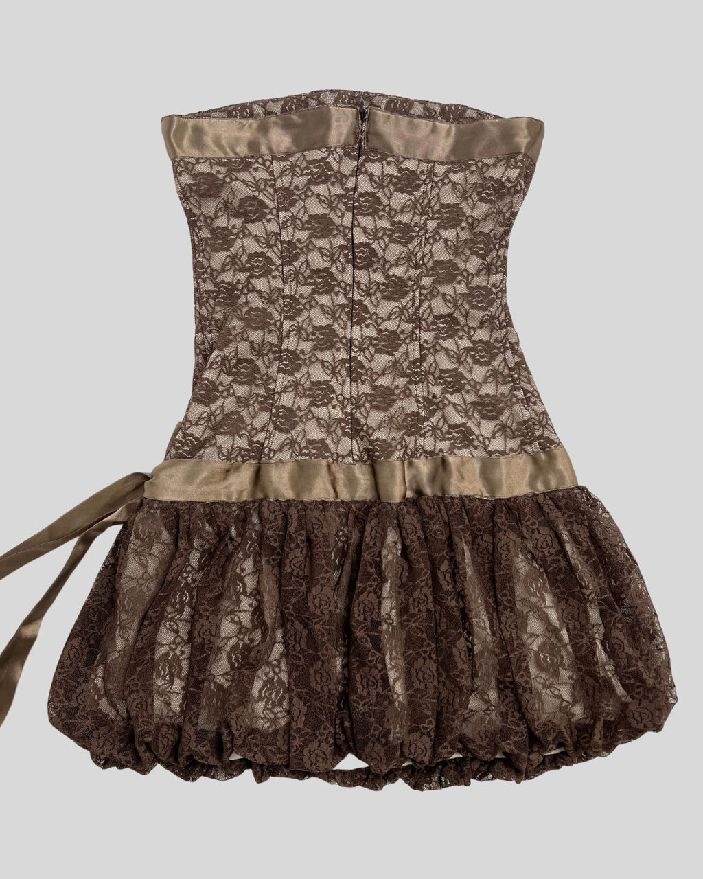 Brown Mini Dress with Lace Detail