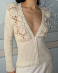 Floral Knitted Wool Cardigan