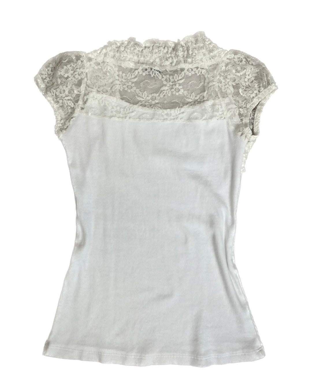 White Corduroy Blouse with Lace Detail