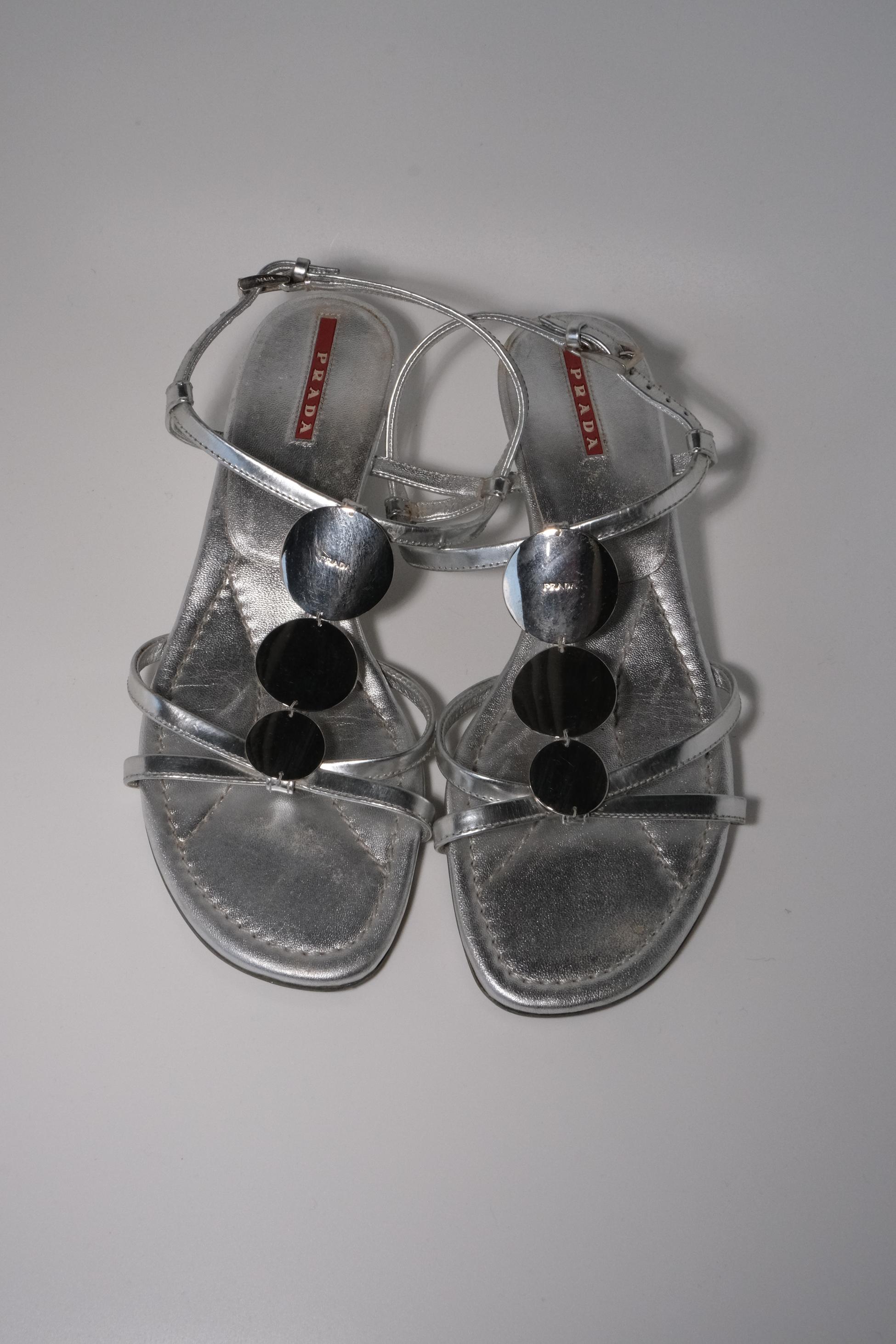 Prada Gümüş Sandalet