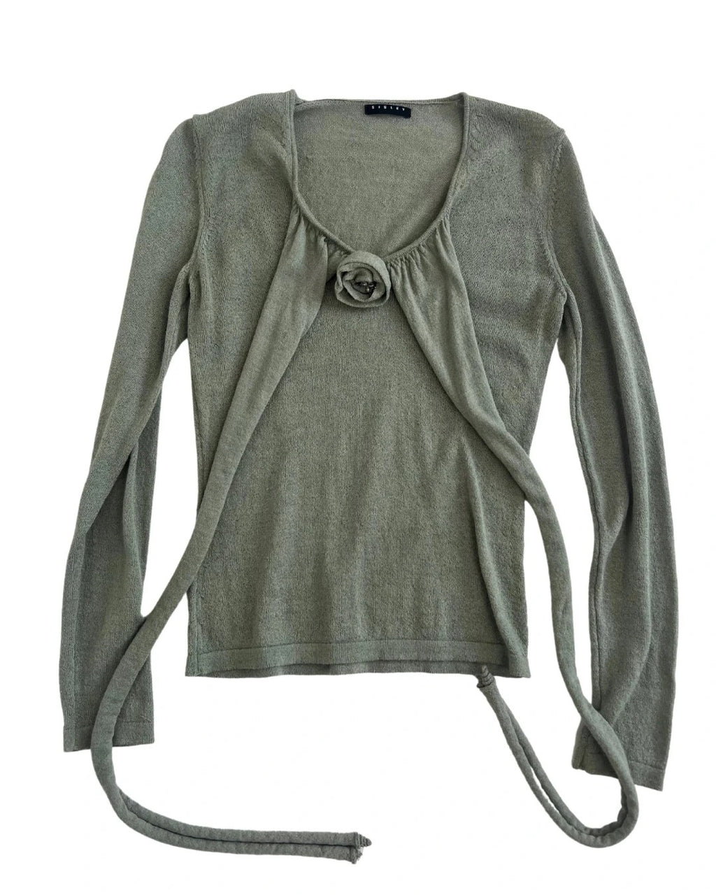 Green Sweater with Rose Details
