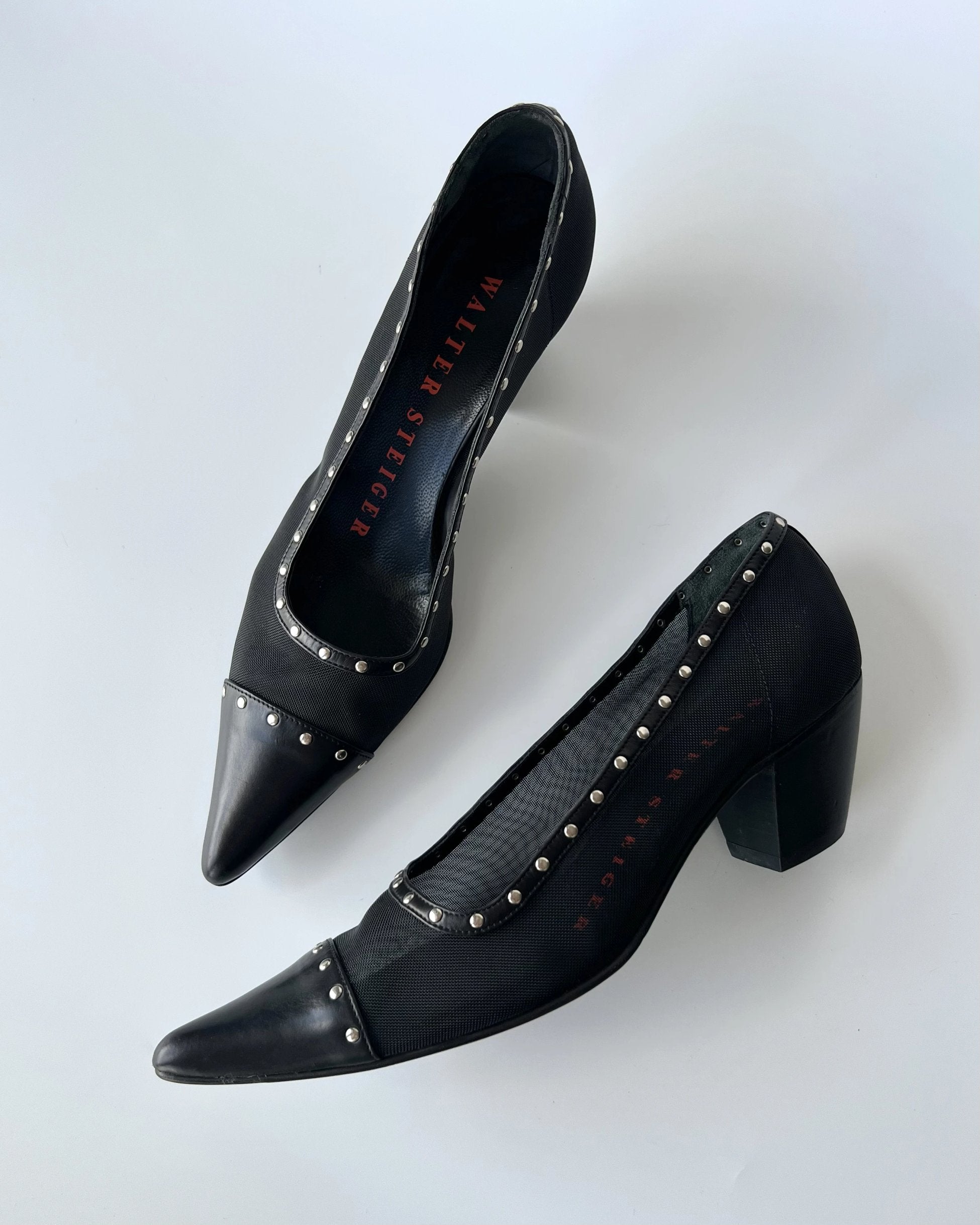 Black High Heel Shoes with Stud Detail